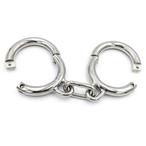 BDStyle Heavy-Duty Metal Ankle/Wrist Cuffs with Chain - Steel Sex Toys