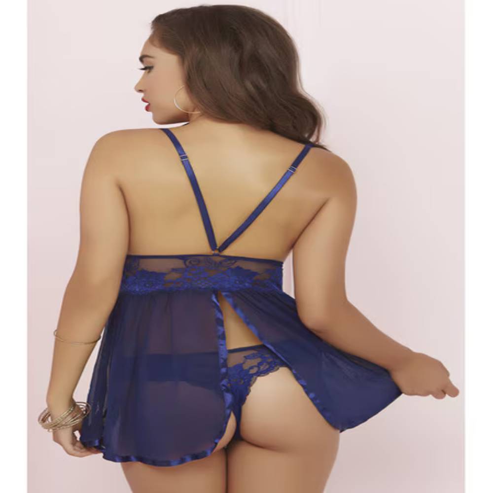 Seven Til Midnight Wondrous Babydoll Set Navy Babydolls and Chemises