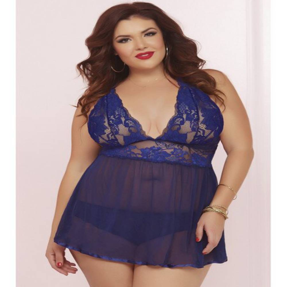 Seven Til Midnight Wondrous Babydoll Set Navy Babydolls and Chemises