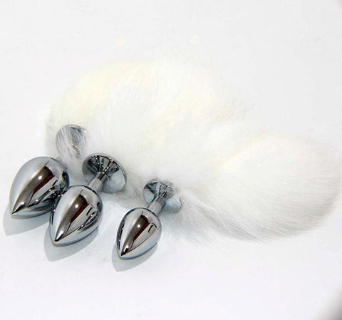 Kitten Tail Metal Butt Plug Silver - Steel Sex Toys
