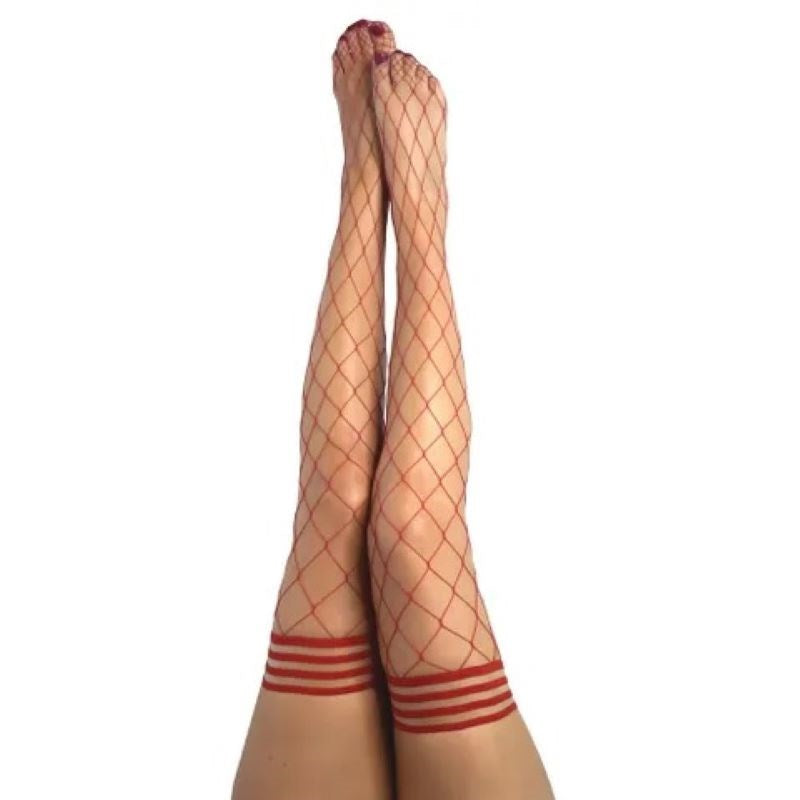 Kixies CLAUDIA Large Diamond Red Fishnet Hosiery