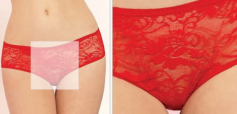 Lace Boyshorts Open Crotch & Ruffles Red - Bras and Bra Sets