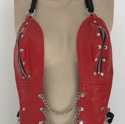 Ladies BDSM One Piece Red Leather Outfit - Her Fetish