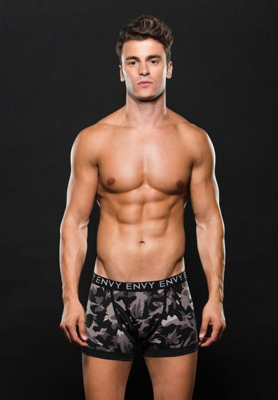 Logo Elastic Boxer Brief Grey Camo Jocks and G-Strings