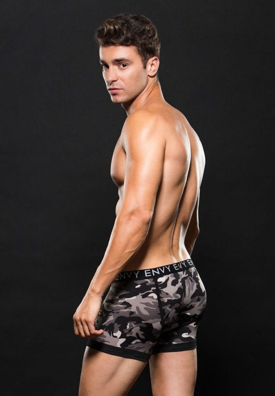 Logo Elastic Boxer Brief Grey Camo Jocks and G-Strings