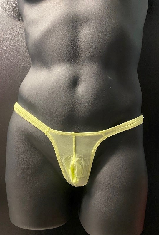 Mens Mesh Neon Yellow Bikini Jocks and G-Strings