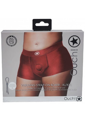 Ouch! Radiant Red Vibrating Strap-on Boxer - Strap On Sextoys