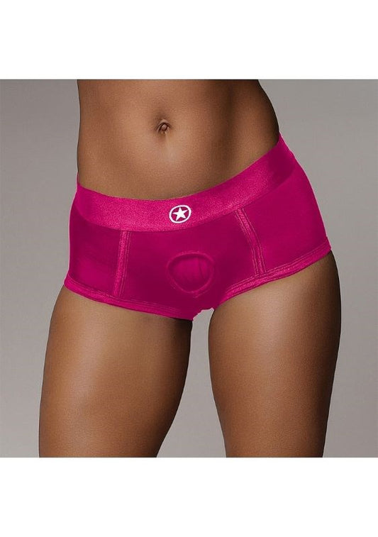 Ouch! Pleasure-Enhancing Vibrating Strap-on Brief - Pink - Strap On Sextoys