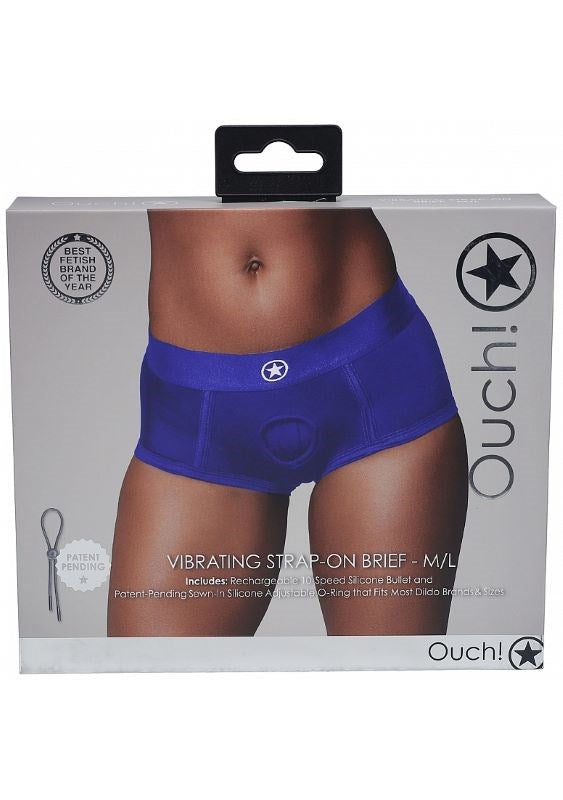 Ouch! Vibrating Strap-on Brief - Royal Blue Strap On Sextoys