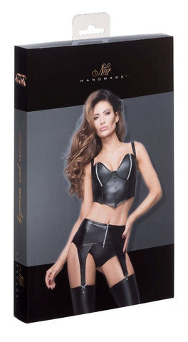 Powerwetlook Garter Belt with Silver Zipper - Her Fetish