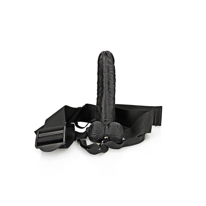 REALROCK Hollow Strap-on with Balls Black Realistic Dildos