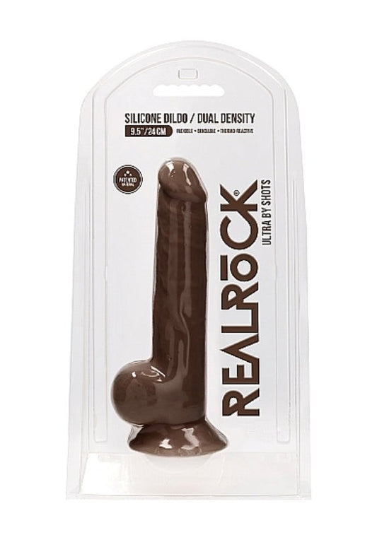 Realrock Ultra Silicone Dildo with Balls Brown - Realistic Dildos