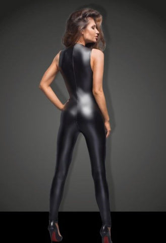 Sleeveless Power Wetlook Overall With Lace - Her Fetish