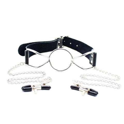 Thrilling Pleasure Duo - BDStyle Spider Mouth Gags and Nipple Clamps - Breast and Nipple Toys