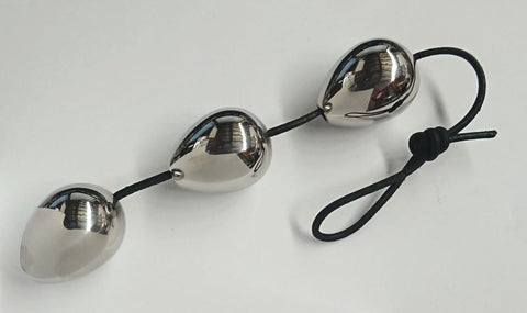 Hell's Couture Steel Anal Pleasure Balls - Unisex Kegel Training and Temperature Play - Love Eggs and Kegel Exercisers