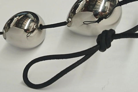 Hell's Couture Steel Anal Pleasure Balls - Unisex Kegel Training and Temperature Play - Love Eggs and Kegel Exercisers