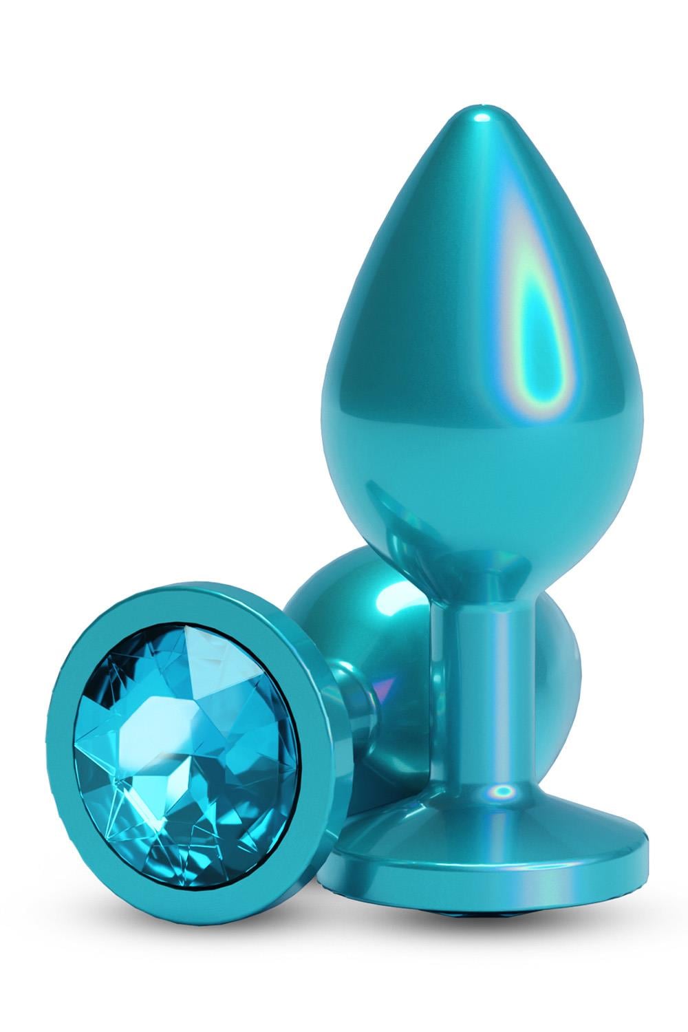 NS Novelties Rear Assets Iridescent Medium Butt Plug Teal Butt Plugs