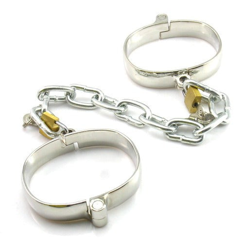 Unisex Luxury Dungeon Irons Cuffs With Chain - Cuffs and Restraints