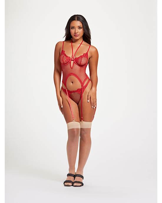 Seven Til Midnight Nothing But Net Two Piece Camidoll Set One Size Red Babydolls and Chemises