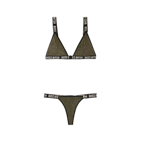 Empower Your Allure - VIBES BOSS BITCH Bralette & Thong Set - Bras and Bra Sets
