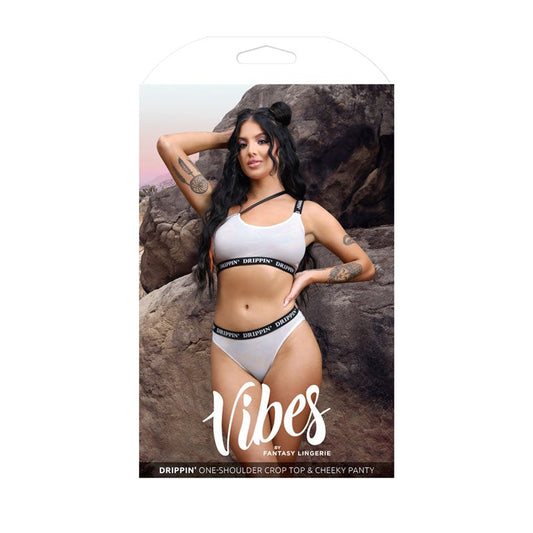 Iridescent One-Shoulder Shimmer Set - Vibes Drippin' Collection - Bras and Bra Sets