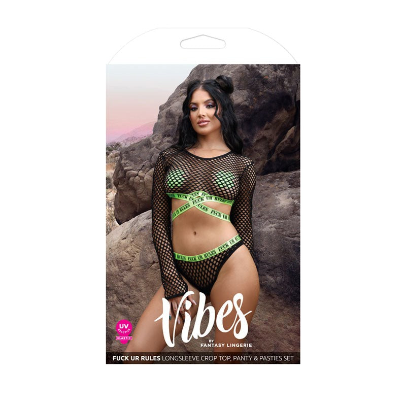 Vibes Fuck Ur Rules Longsleeve Top & Panty Bras and Bra Sets