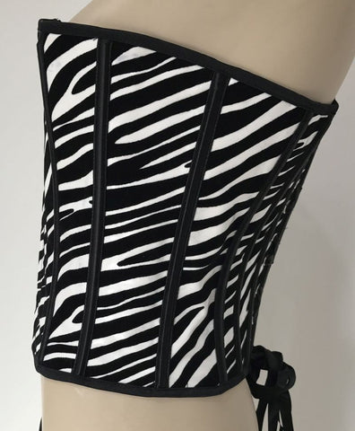 Zebra Print Vinyl Corset with G-string-Zebra - Bustiers and Corsets