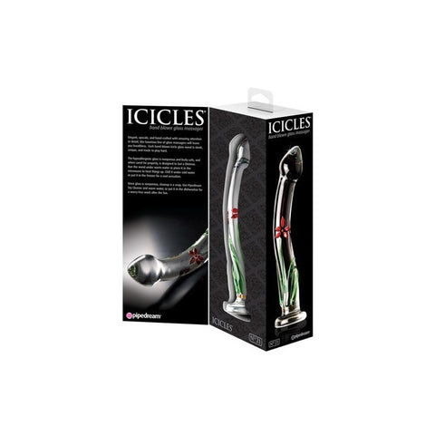 Pipedream Icicles No 21 Hand Blow Curve Glass Dildo - Glass Sex Toys