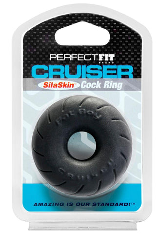 Perfect Fit SilaSkin Cruiser Stretchy Cock Ring 2.5 in. Black - Stretchy Cock Rings