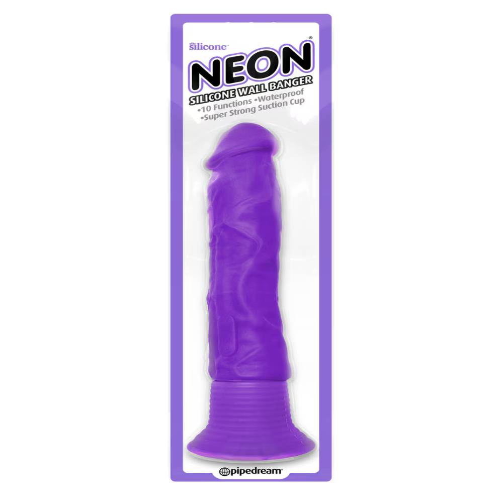 Neon Silicone Wall Banger 10 Functions Vibrating Dildo Vibrating Dildos