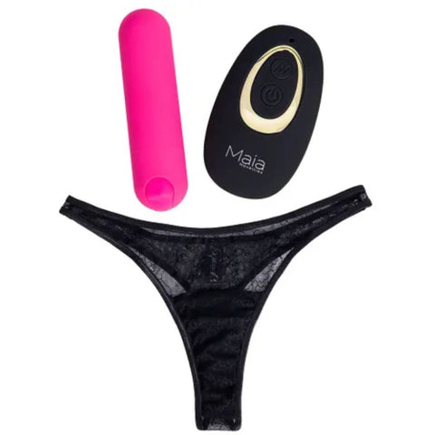 Maia DATE NIGHT Panty Vibrator With USB Rechargeable Bullet and Remote Pink - Remote Control Vibrators