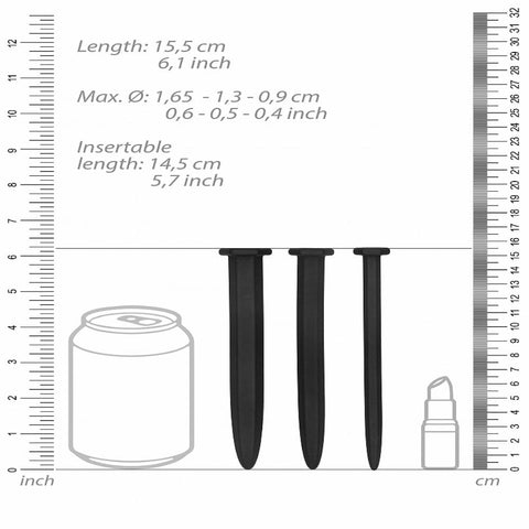 Shots Toys Silicone Rugged Nail Urethral Sounding Plug Set - Urethral Sounds