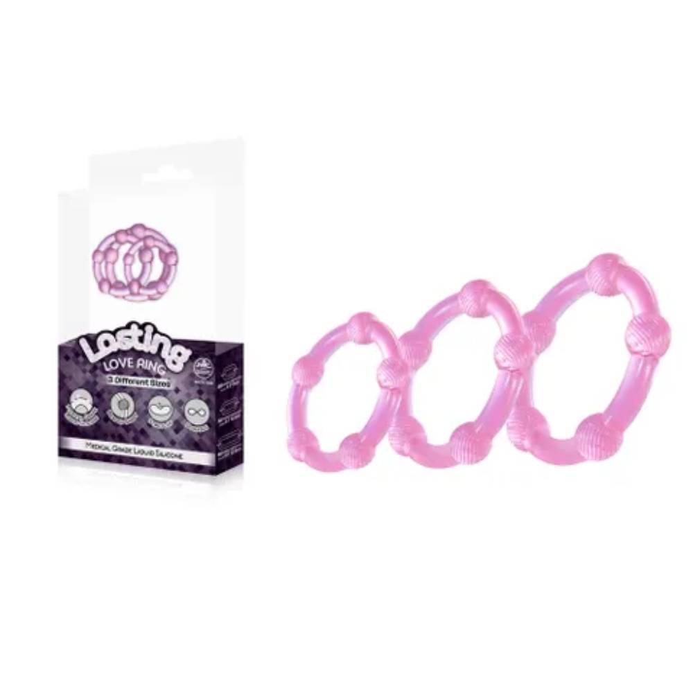 Excellent Power Lasting 3 Piece Beaded Love Rings Set Cock Ring Sets