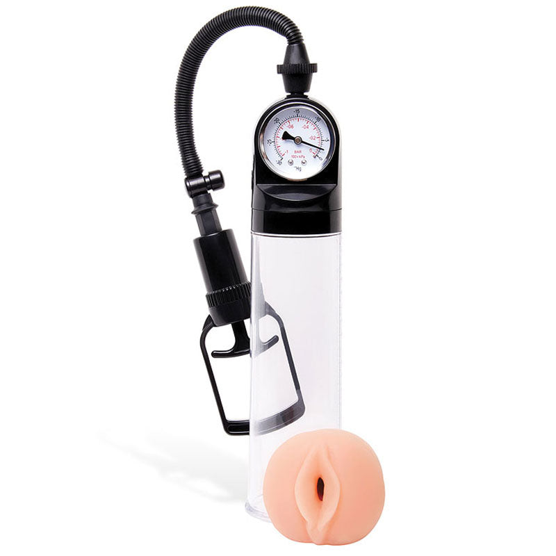 Adam and Eve Adams Promax Clear Penis Pump with Masturbator Sleeve Masturbators and Strokers