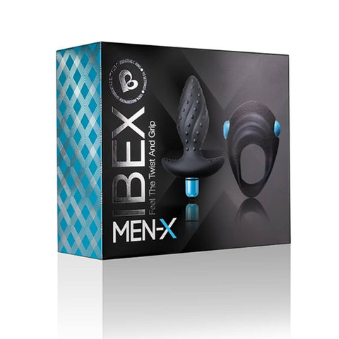 Rocks Off Ibex Butt Plug and Cock Ring Set Blue/Black - Sex Kits