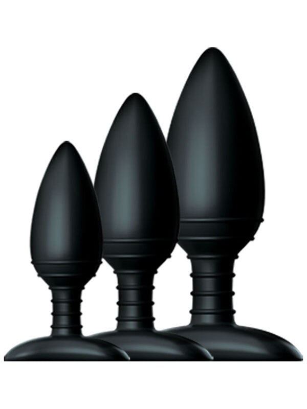 Nexus BUTT PLUG TRIO 3 Size Solid Silicone Butt Plug Black Personal Massagers