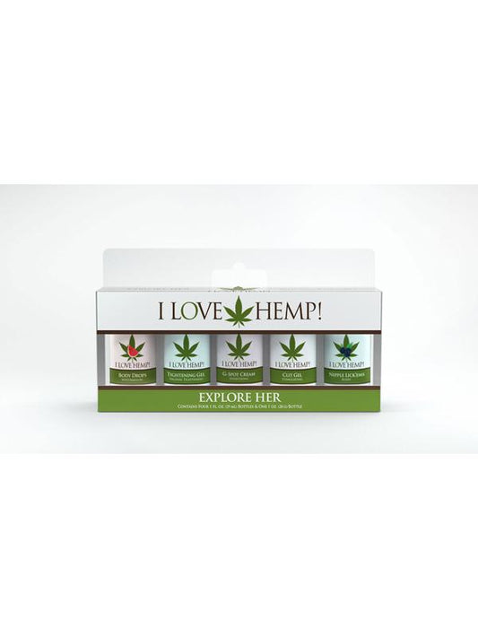 I Love Hemp Explore Her Arousal Pack - Massage Oils and Lubricants