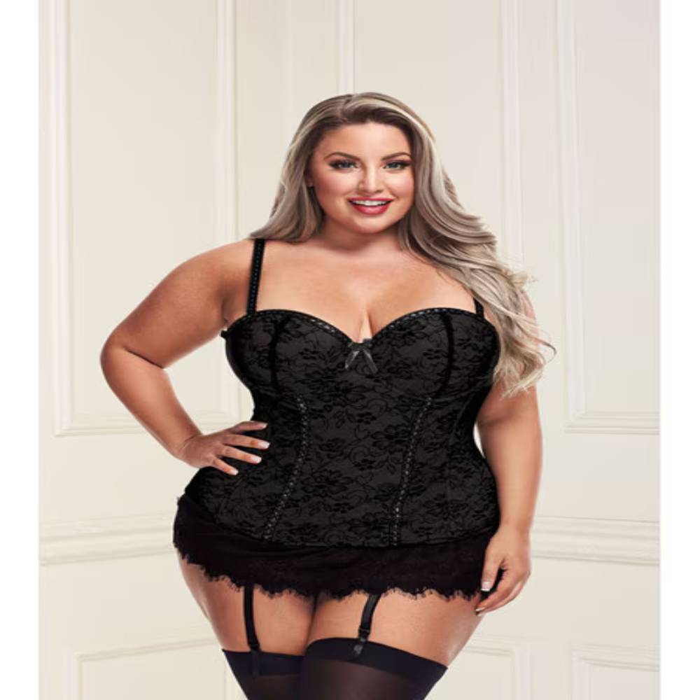 White Label Baci Women Bustier and G-string Black Bustiers and Corsets