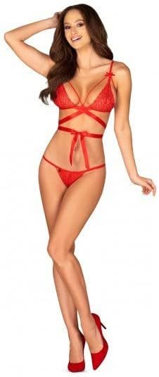 Obsessive Lovlea Bran and Panty Set Red Bras and Bra Sets