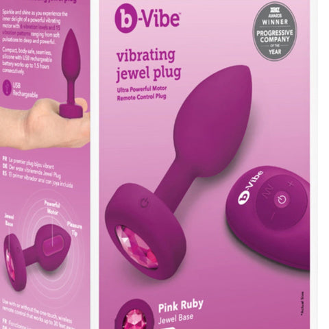 Vibrating Jewels Powerful Motor Remote Control Plug - Butt Plugs