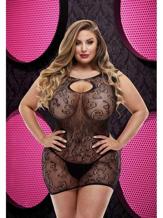 Lapdance Lingerie Lace Mini Womens Dress LC 63 XL BX Black - Body Stockings