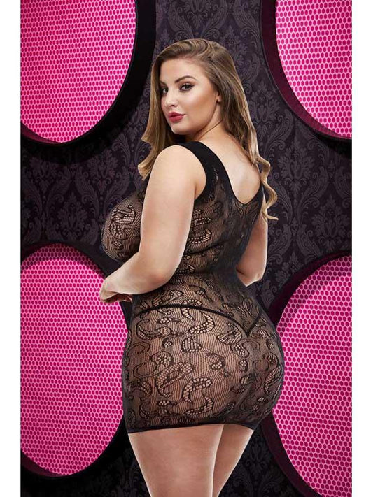 Lapdance Lingerie Lace Mini Womens Dress LC 63 XL BX Black - Body Stockings