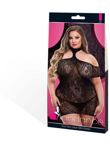 Lapdance Lingerie Cut Out Lace Mini Dress Black XL ENV - Body Stockings