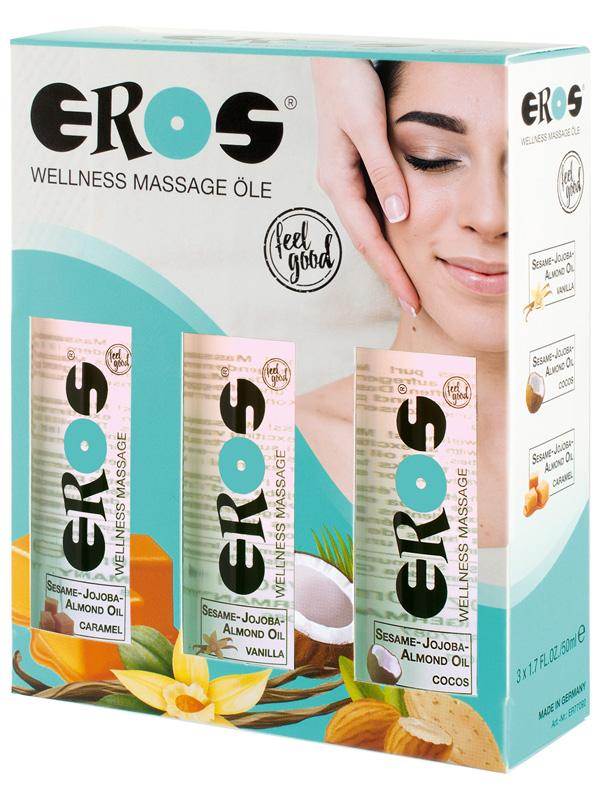 Eros Three Pack Vanilla Caramel and Cocos Wellness Massage Oil Massage Oils and Lubricants