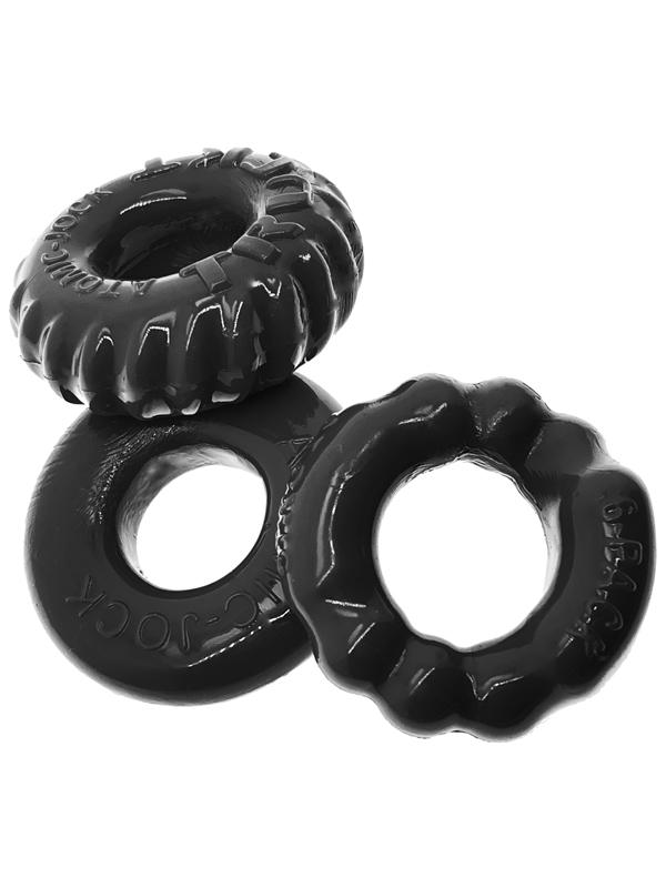 Oxballs BONEMAKER Boner Cock Ring Kit Black 3 Pack Cock Ring Sets