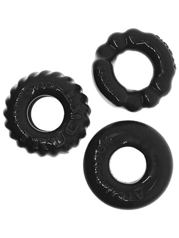 Oxballs BONEMAKER Boner Cock Ring Kit Black 3 Pack - Cock Ring Sets