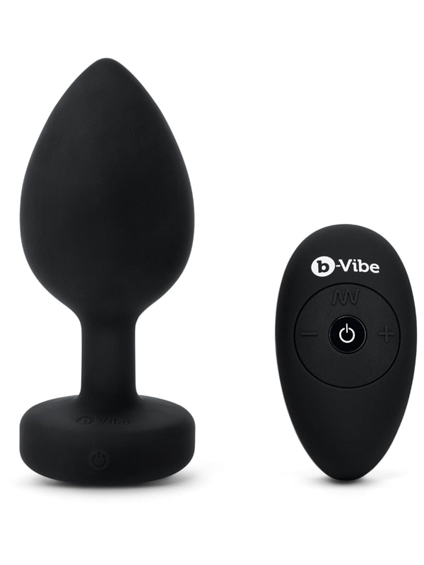 B Vibe Vibrating Jewel Butt Plug XXL Black Butt Plugs