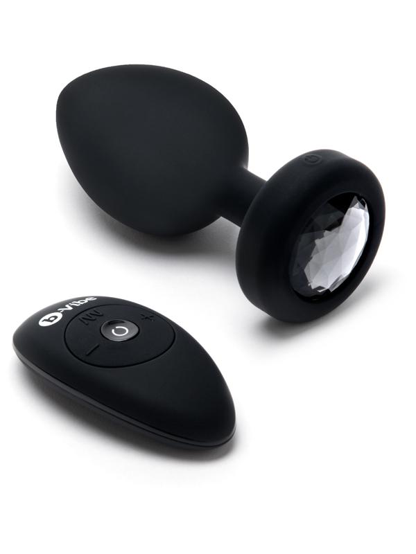 B Vibe Vibrating Jewel Butt Plug XXL Black Butt Plugs