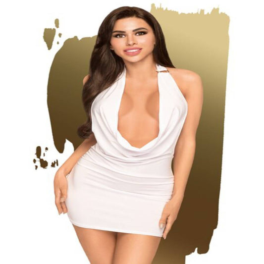 Penthouse Heart Rob Mini Dress With Deep Cowl Neck and Open Back Including Thong 2 Pieces L/XL - Babydolls and Chemises