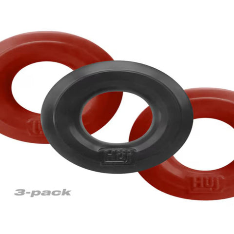 Hunkyjunk HUJ3 Stretchy Cock Ring 3 Pack Pink/Tar - Stretchy Cock Rings